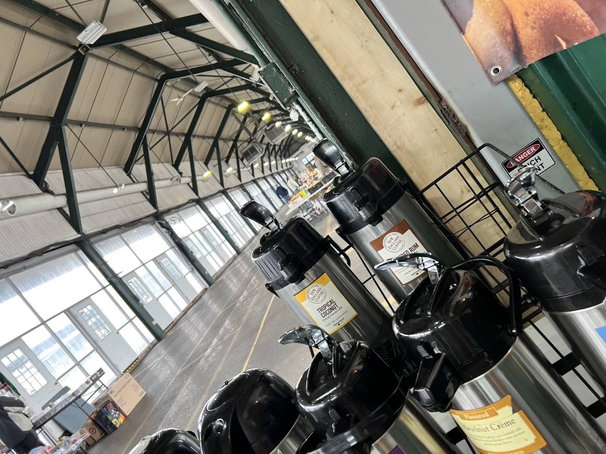 Hot coffee airpots in the C Shed